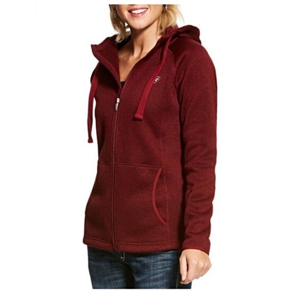 Granby Full Zip Knit Hoodie- Cabernet - Picture 2 of 5